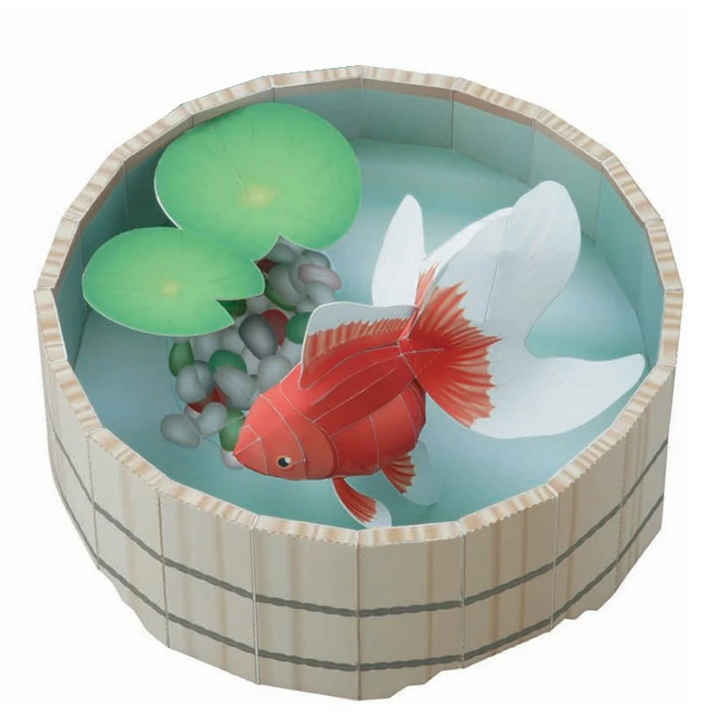 Art Craft With Cardboard - Goldfish Fish Origami Art Mini 3D