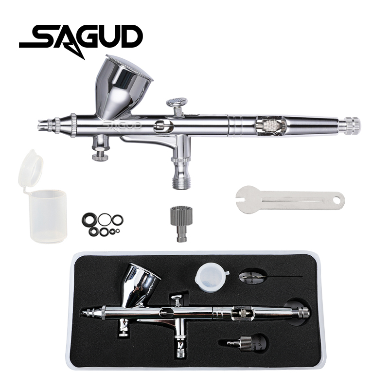 Art Craft Hobbies - Zestaw aerografu dwufunkcyjnego SAGUD z podawaniem