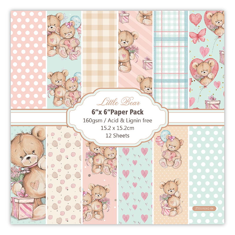 Art Craft Birthday Party - 12 arkuszy little bear Scrapbooking klocki