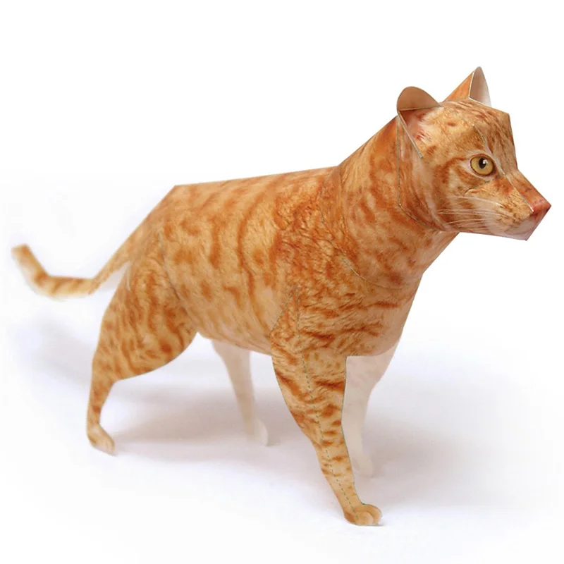 Art Craft With Cardboard - Ocicat Cat Orange Tabby Origami Art